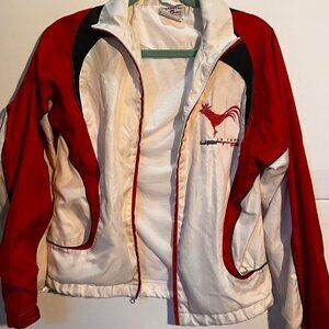 Vintage UPR Río Piedras “La IUPI” Rooster Jacket Red White Black Teamwork Sz S